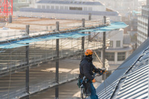 industrial abseiler on the rooftop